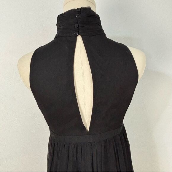 ZARA BASIC Womens Sz M Midi Dress Black 100% Silk Mock Neck Sleeveless Cocktail - Picture 11 of 12